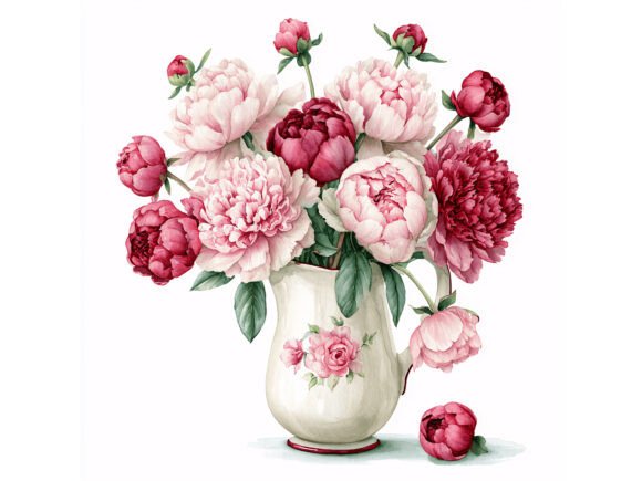 14 JPG Pink Peony Pitcher Set