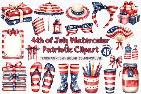 4th of July Watercolor Patriotic Clipart: A Strategic Asset for Seasonal Branding