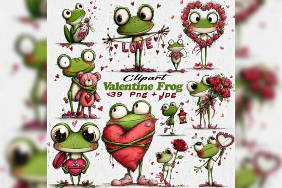 Add a Whimsical Touch to Your Projects with Valentine Frog PNG Clipart Love Hearts