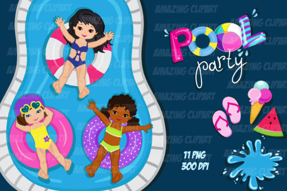 Bringing Summer Vibes to Life with Pool Party Clipart Girls