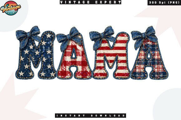 Celebrate Independence with the Patriotic Mama Crochet Yarn Faux PNG Design