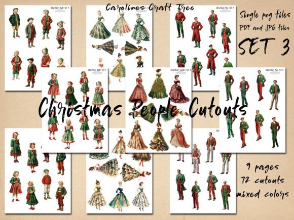 Christmas People Cutouts Mixed Color