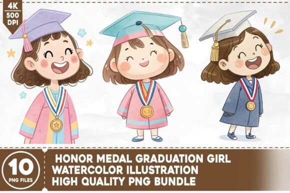 Graduation Celebration Design: Honor Medal Graduation Girl