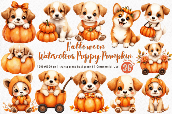 Halloween Puppy Pumpkin PNG Bundle: The Ultimate Fall Design Resource