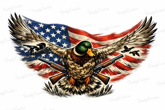 Patriotic Camo Mallard Duck PNG: Style Meets American Pride