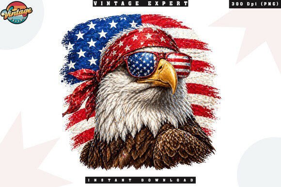 Patriotic Eagle American Flag PNG Design