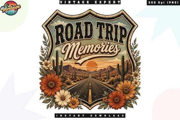 Road Trip Memories Patchwork PNG: A Vintage Western Design