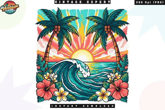 Tropical Summer Sunset Beach Wave PNG: A Versatile Design Asset