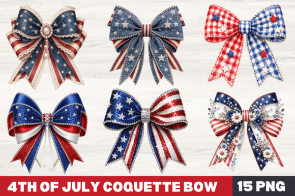 Vintage 4th of July Bow Clipart PNG, USA