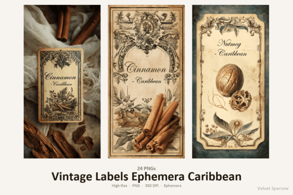 Vintage Labels Ephemera Caribbean Set: A Strategic Creative Resource
