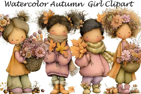 Watercolor Autumn Girl Clipart Guide