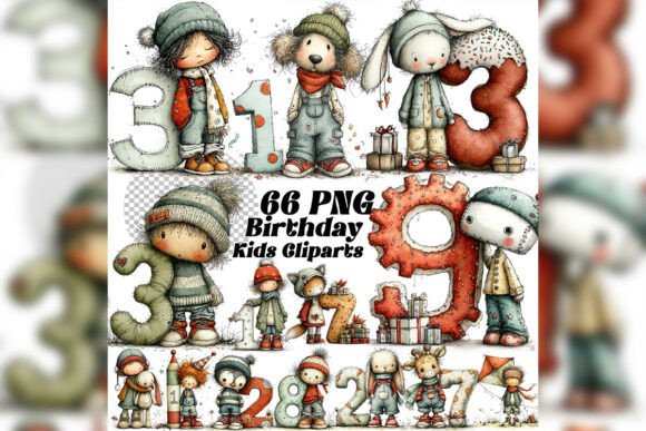 Whimsical Birthday Kid Character Clipart: A Creative Resource for Modern Designers