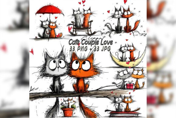 Whimsical Cat Couple Love Clipart Set: A Guide for Creators