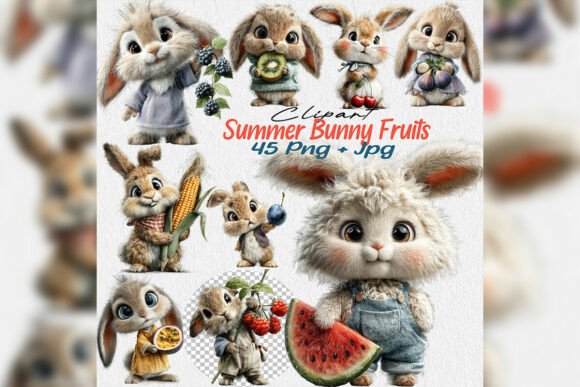 Whimsical Summer Bunny Fruit Clipart: A Practical Asset for Creative Workflows