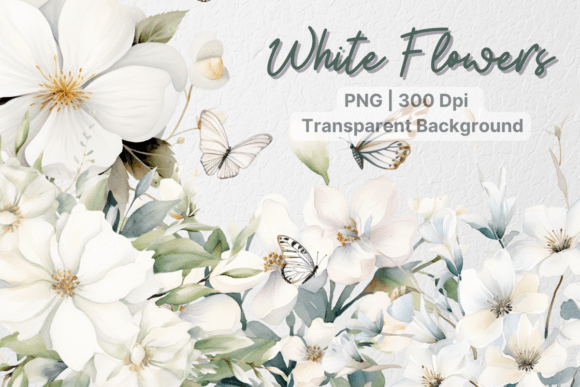 White Flowers Clipart: Watercolor Floral Design Essentials